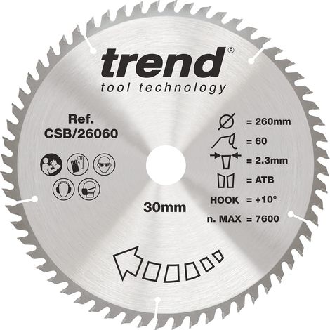 Lame de scie circulaire Wood, 260 mm, alésage 30 mm, 60 dents (1/5)