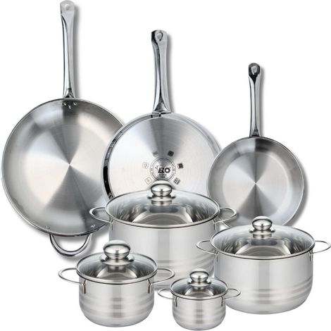Ensemble de 3 Poêles de cuisson 24, 28 et 32 cm et 4 faitouts 12, 16, 20 et 24 cm Elo Profi Brillant (1/5)