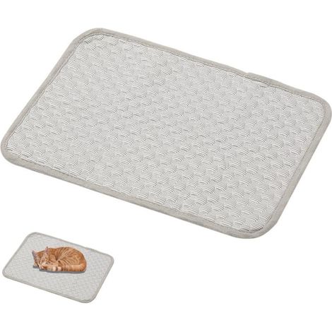 Tapis rafraîchissant pour animaux – Lit rafraîchissant pour chien pour l'été – Tapis respirant pour chien – Tapis en soie glacée pour chats – Tapis de couchage rafraîchissant pour animaux – Gris – Tai (1/5)