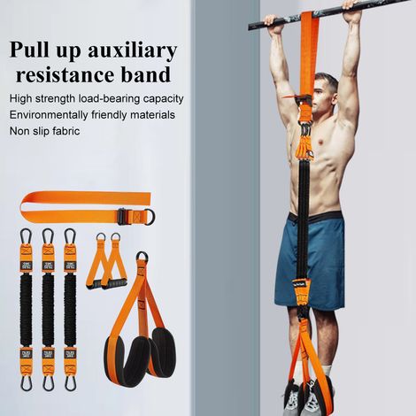 3 Bandes élastiques, sangles ajustables, repose-pieds en tissu, boucle en acier, pour tractions et musculation à domicile (1/5)