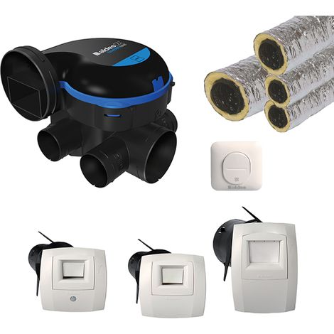 Aldes – VMC simple flux hygroreglable avec bouton poussoir et gaines – Débit max 300m³/h – Pour cuisine et salle de bain – 11033034KIT