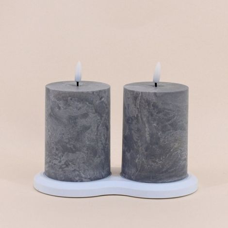 Set de 2 bougies LED grises 7,5x10cm (1/4)