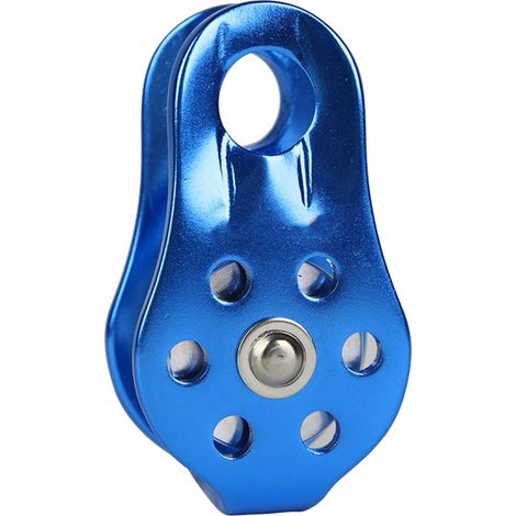 Poulie fixe micro en alliage d'aluminium poli, haute résistance, légère, pour travaux en hauteur, descente en rappel, couleur bleue, taille unique (1/5)
