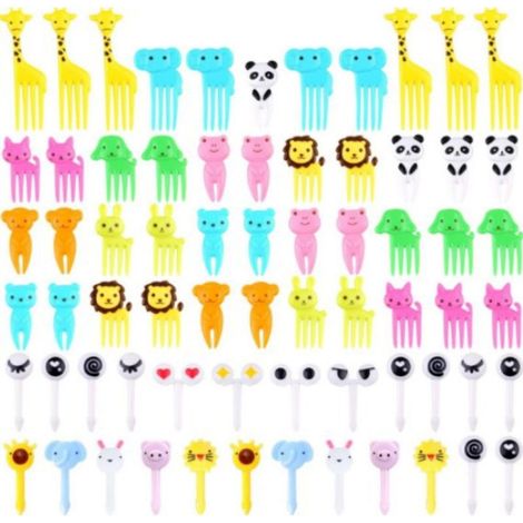 Fourchette à fruits en plastique avec motif animal mignon (lot de 1) (1/5)