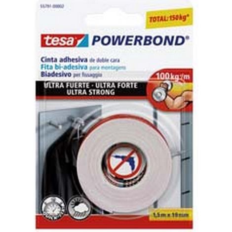 12BL TESA NASTRO BIADESIVO POWERBOND - mm.19h. in rotoli da mt.1,5