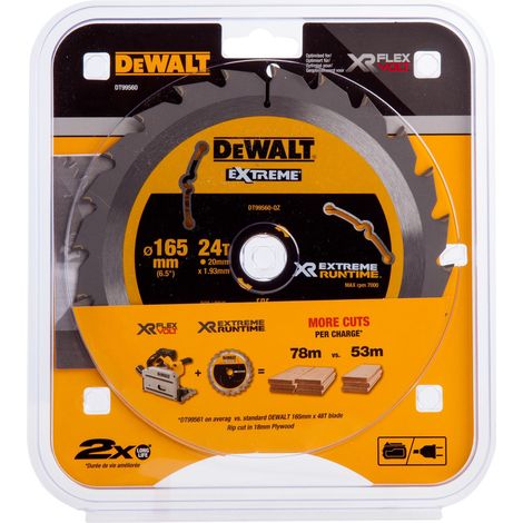 Dewalt DT99560 165mm x 20mm 24T Extreme Runtime FlexVolt Plunge Saw Blade DCS520