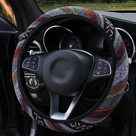 [Yue Xinghui] (Übertragung des geistigen Eigentums abgeschlossen) (ZH) Autolenkradbezug, Leinen-Stil, ohne elastischen Innenring, Farbe XO, 37-38 (1/5)
