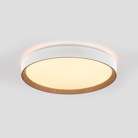 Plafonnier LED CCT - 36W - Effet bois - Ø50cm - Blanc