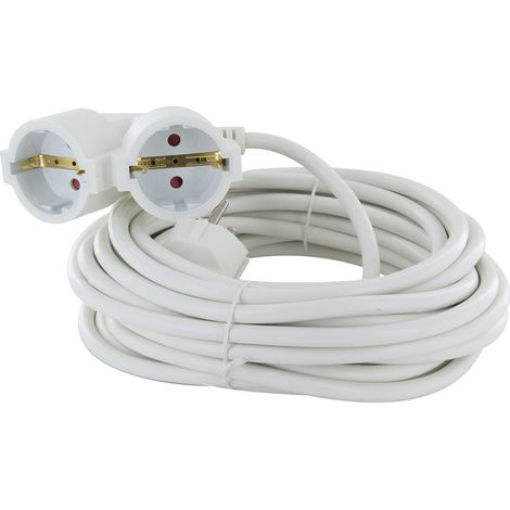 Prolongateur Schuko double tête 5m - Blanc - Chacon (1/2)