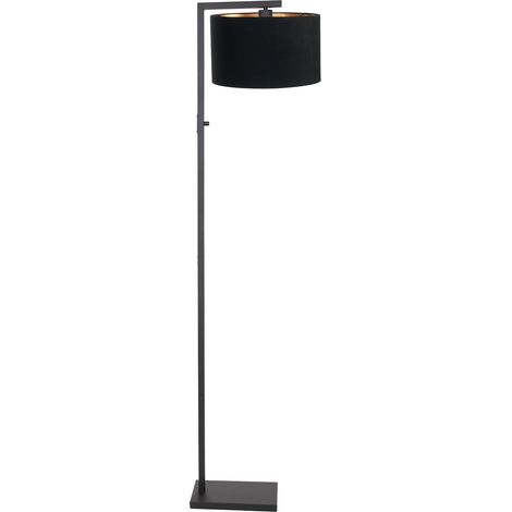 Steinhauer - lampada da terra - Stang - nero - lino metallo