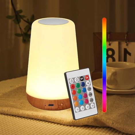Luce notturna dimmerabile con controllo touch, lampada da tavolo portatile per camera da letto, 5 livelli di luminosità, 13 colori RGB, ideale per cameretta, bagno, scrivania, corridoio. (1/5)