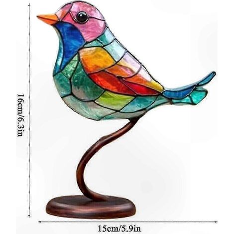 Sculpture d'oiseau en vitrail - Pièce de décoration unique pour table (1 oiseau) (1/5)