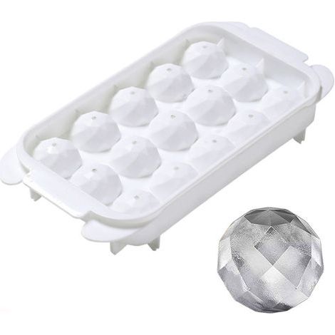 Spherical PP Ice Mold with Lid – Ideal for Whiskey, Cocktails and Popsicles, 15 Compartments, White (1/4)