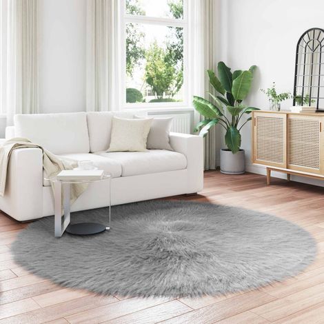 Teppich aus Kunstschaffell TAFALLA Grau Ø 200 cm Polyester