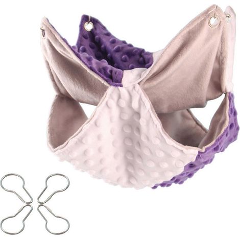 Farfi Hamsterhängematte, doppellagig, bissfest, komfortabel, weich, einlaufsicher, atmungsaktiv, ideal für Hamster, Papageien und Käfige-S 2-White Purple
