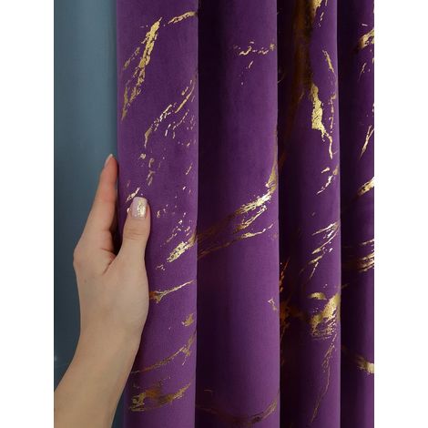 Rideau de velours à motif marbre violet (1/5)