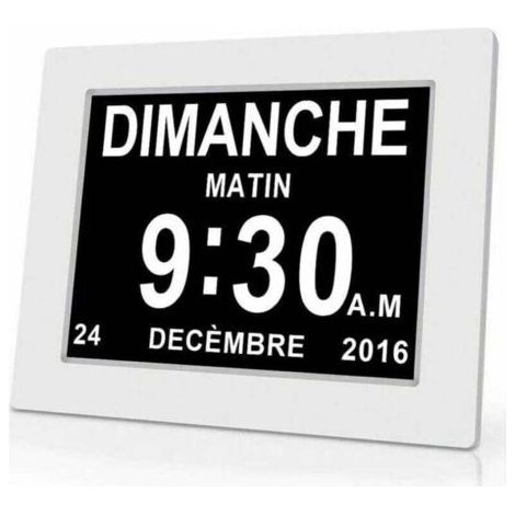 Horloge calendrier numérique One Piece 7 pouces avec date et heure, horloge Alzheimer pour parents, rappel de médicaments pour grands-parents et enfants - Blanc - 20.414.32.4cm (1/4)