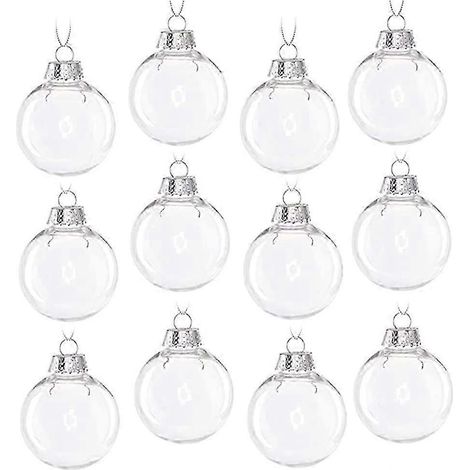 Donkivvy Lot de 12 boules transparentes en plastique de 10 cm à remplir, idéales pour décorer les fêtes de fin d'année, les mariages et autres événements. (1/5)
