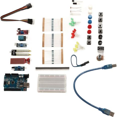 Kit de démarrage de base pour circuit imprimé : capteur d'évitement d'obstacles, capteur d'humidité, câbles de connexion, jeu de 400 trous pour R3 (1/5)