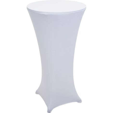 Set Stehtisch + Stehtischhusse HHG-097, Bistrotisch Tischhusse, klappbar höhenverstellbar Ø 60cm Husse weiß