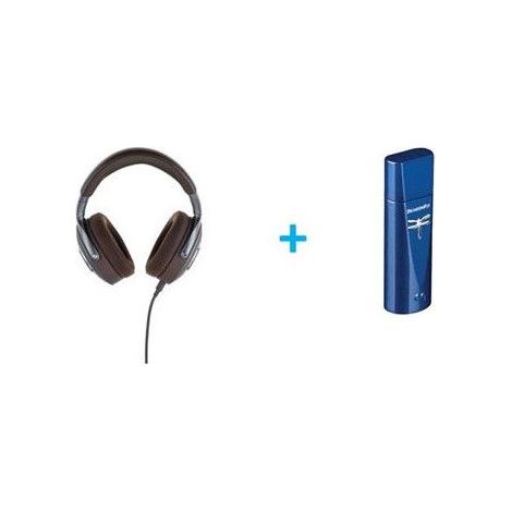 Un Casque ouvert circum-aural avec et sans fil Focal Hadenys Marron + Un Ampli-DAC casques Audioquest Dragonfly Bleu cobalt