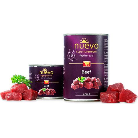 Nuevo Super Premium Cibo umido per gatti in lattina, manzo, 400 g