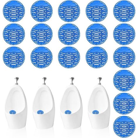 Lot de 18 filtres d'urinoir avec parfum - Insert universel pour urinoir avec protection anti-éclaboussures - Protection contre les odeurs - Pour toilettes - Bleu (1/5)