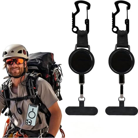 2PCS Antivol Téléphone,Cordon Securite Telephone, Attache De Téléphone Rétractable Anti-Chute, Idéal pour Randonnée, Ski, Cyclisme, Escalade, Pêche, Course À Pied, Voyage