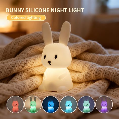 Veilleuse Lapin Mignon, Lampe de Bureau à Minuterie, Lampe de Chevet à Recharge, Gradation par Touche. Idéale pour la Décoration Intérieure. Le Meilleur Cadeau de Fêtes/Anniversaire. Cadeau de Fête de (1/5)