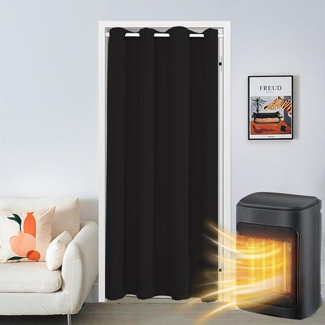 Thermal Insulated Blackout Curtain, Eyelet Curtains, Anti Cold, Room Divider, Noise Proof, for Living Room and Kitchen, Black, 107 x 203 cm Door Curtain Panel Thermal Insulated Curtain Panel for Fron (1/5)