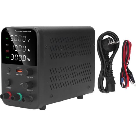 Alimentation DC Variable 0-30V 0-10A 300W, Source de Tension Régulée en Alliage d'Aluminium, Prise UE 230V AC, Équipement de Laboratoire (1/5)