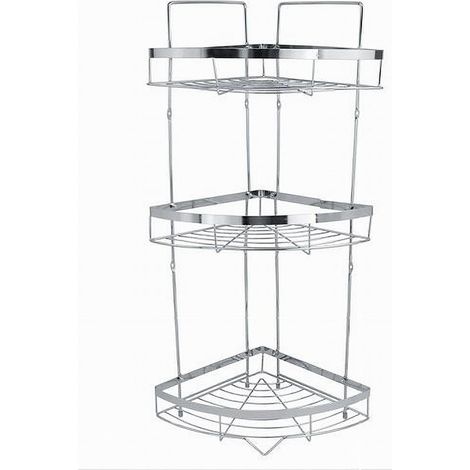Cleafe - Mensola Angolare Cromata Per Doccia A 3 Ripiani Piani Organizer Per Bagno 59257 - (1/2)