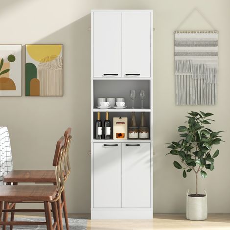 Armoire de Rangement 190 cm Haut Portes Étagères Charnières Sécurité Kits Anti-basculement Blanc (1/3)