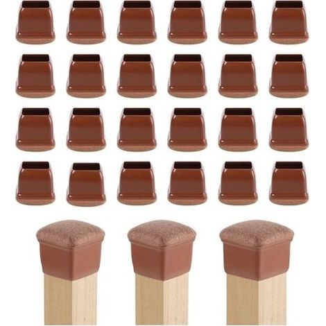 24 pcs Pieds de Chaise Silicone 25-30mm Protege Pied de Phaise,Plaquettes Pieds Meubles Chaise,Housses de Table Antidérapantes pour Meubles,Protections Bois pour Pieds de Meubles Marron Carré (1/5)