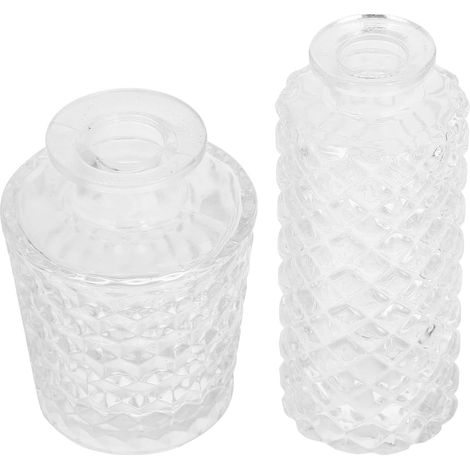 Vases en verre transparent , lot de 2 , à motif géométrique nid d'abeille et losange , pour bouquets