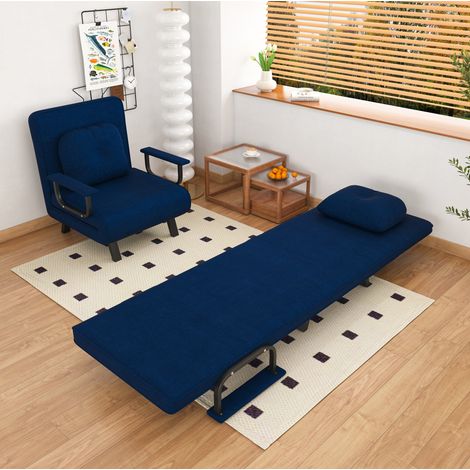 MODFU – Transat relax 5 positions – Dossier réglable 180° – Chenille – Structure métal – 1 colis – Bleu (1/5)