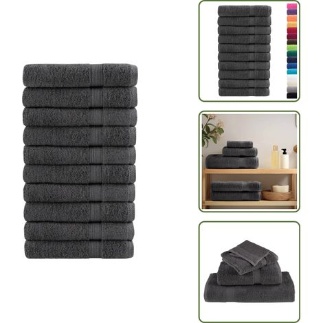 Premium-Handtücher SOLUND 10 Stk. Anthrazit 100x200 cm 600 g/m² - Baumwolle - Handtücher - Badeset - Strandtuch - Anthrazit (1/5)