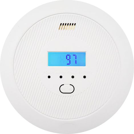Kohlenmonoxid-Melder (CO-Melder) mit akustischem Alarm, Rauchmelder-Kombination mit 10-Jahres-Batterie, Brand-, Rauch- und Alarmsysteme für Zuhause (1/5)