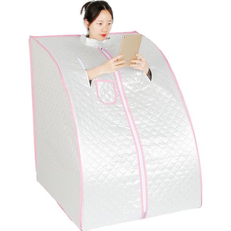 Hofuton 1000W Sauna à Vapeur Portable Home Spa Tente 99x76x88cm Argent