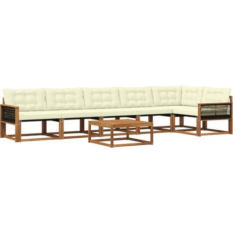 Outdoor Sofa Set with Cushion 7 pcs Natural and Cream vidaXL