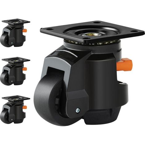 Roulette Pivotante de Nivellement VEVOR Lot de 4 Roulettes Ø 63,5 mm Nylon Charge 1000 kg 360° pour Meubles Établis Machines (1/5)