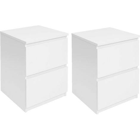 Idmarket – Lot de 2 tables de chevet 2 tiroirs – Bois blanc – Dimensions 40x40x48 cm – Design contemporain pour chambre à coucher