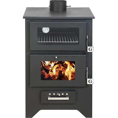 Stufa a Legna con Forno in acciaio Mg450 Nera Potenza 14,8 Kw. L50,5xp58,5xh90,5 (1/5)