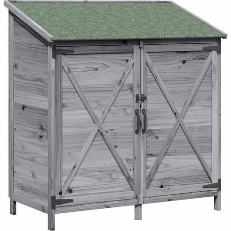 Chalet de jardin gris, 106 x 56 x 113,5 cm, bois d'ingénierie (1/5)