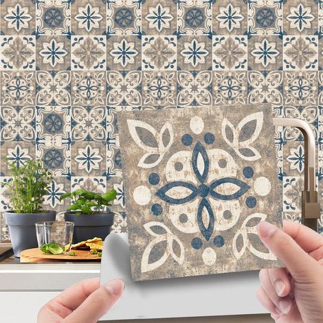 Stickers Carrelage Credence Adhesive Pour Cuisine Stickers Muraux AutoAdhésif Résistant à l'huile Imperméable à l'eau Réutilisable Amovible Maison Marbella Colourful Spanish 20pcs 10cm (1/5)