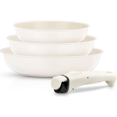 FOHERE Lot de 3 Poêles 20/24/28 cm avec Poignée Amovible