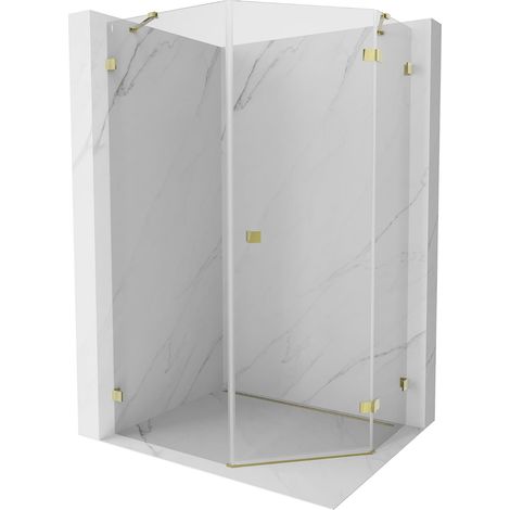 Mexen Lunar cabina doccia semicircolare a battente destra 90 x 100 cm, trasparente, oro - 831-090P-100L-50-00-P (1/5)