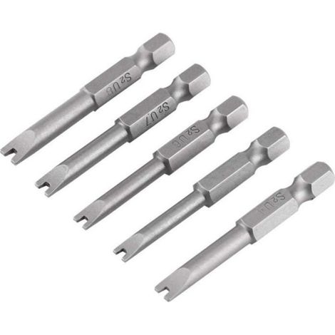 Embout de Tournevis U Fourche 5 Embouts Magntiques Tige Hexagonale 14quot en Acier S2 (1/4)