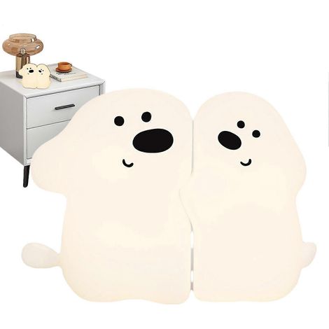 Lampe de chevet pour chambre d'enfant avec motif chiot, lampe de table à lumière douce, lampe de bureau à intensité variable, pour tables, rechargeable par USB (1/5)
