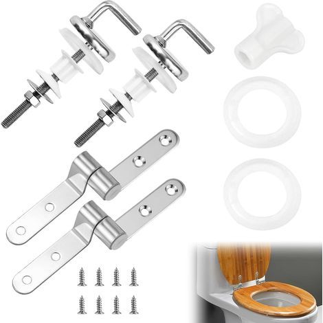 Kit de fixation pour abattant WC (2 pièces), fixations pour charnières, charnières pour abattant WC, fixations pour abattant WC standard (1/5)